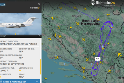 Trenutno se nalazi nad Jadranskim morem: Vojni avion ZAVRŠIO VIŠEČASOVNO KRUŽENJE iznad BiH